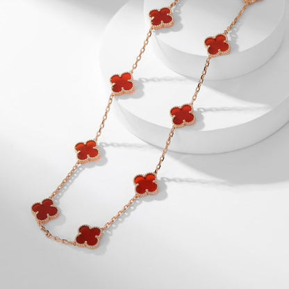[Lumi Jewelry]CLOVERS THE  10-MOTIFS CARNELIAN NECKLACE
