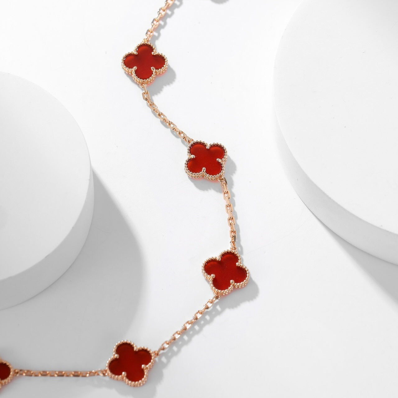 [Lumi Jewelry]CLOVERS THE  10-MOTIFS CARNELIAN NECKLACE