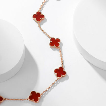[Lumi Jewelry]CLOVERS THE  10-MOTIFS CARNELIAN NECKLACE