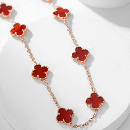 [Lumi Jewelry]CLOVERS THE  10-MOTIFS CARNELIAN NECKLACE