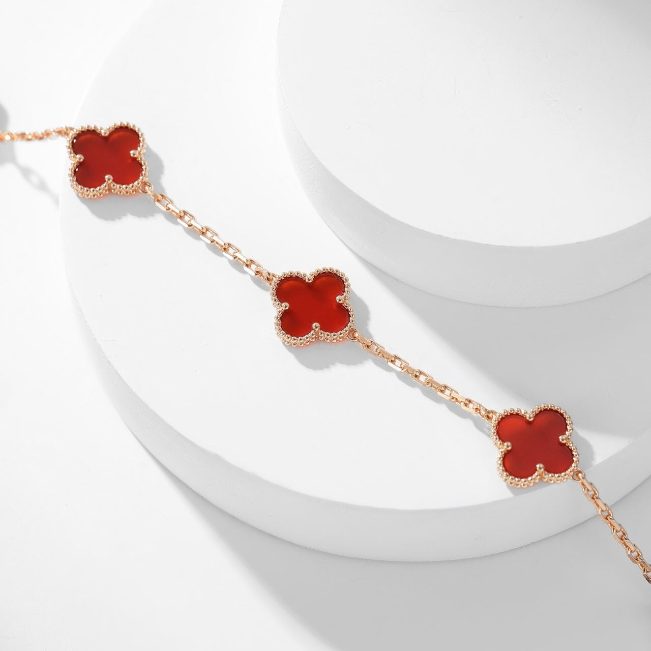[Lumi Jewelry]CLOVERS THE  10-MOTIFS CARNELIAN NECKLACE