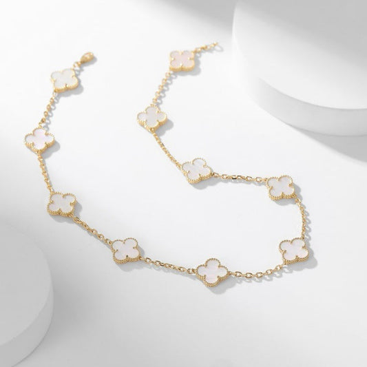 [Lumi Jewelry]CLOVERS THE 10-MOTIFS WHITE MOTHER OF PEARL NECKLACE