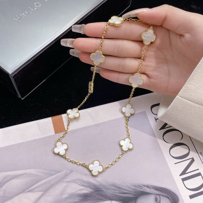 [Lumi Jewelry]CLOVERS THE 10-MOTIFS WHITE MOTHER OF PEARL NECKLACE