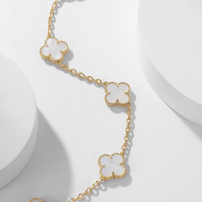 [Lumi Jewelry]CLOVERS THE 10-MOTIFS WHITE MOTHER OF PEARL NECKLACE