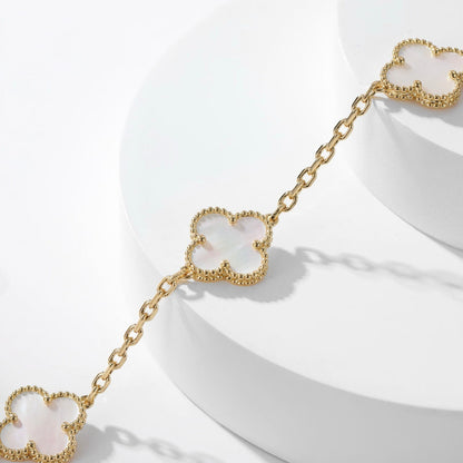 [Lumi Jewelry]CLOVERS THE 10-MOTIFS WHITE MOTHER OF PEARL NECKLACE