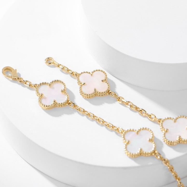 [Lumi Jewelry]CLOVERS THE 10-MOTIFS WHITE MOTHER OF PEARL NECKLACE