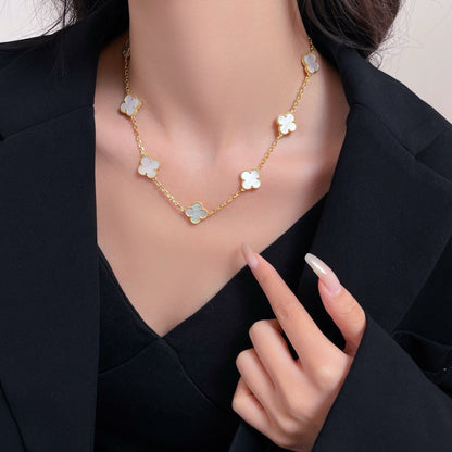 [Lumi Jewelry]CLOVERS THE 10-MOTIFS WHITE MOTHER OF PEARL NECKLACE