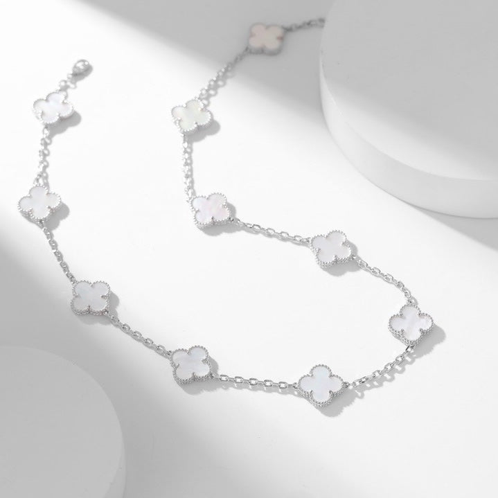 [Lumi Jewelry]CLOVERS THE 10-MOTIFS WHITE MOTHER OF PEARL NECKLACE
