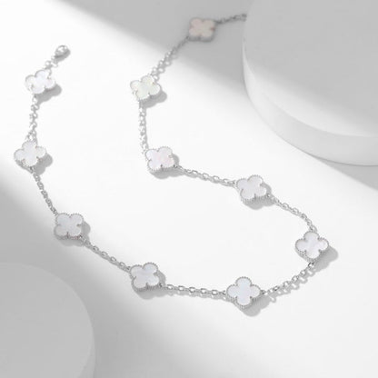 [Lumi Jewelry]CLOVERS THE 10-MOTIFS WHITE MOTHER OF PEARL NECKLACE
