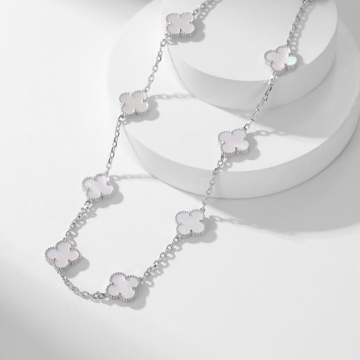 [Lumi Jewelry]CLOVERS THE 10-MOTIFS WHITE MOTHER OF PEARL NECKLACE