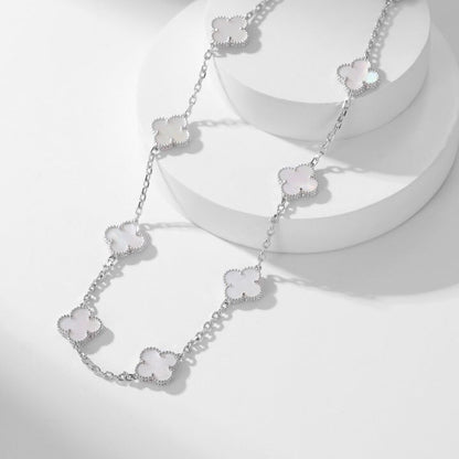 [Lumi Jewelry]CLOVERS THE 10-MOTIFS WHITE MOTHER OF PEARL NECKLACE
