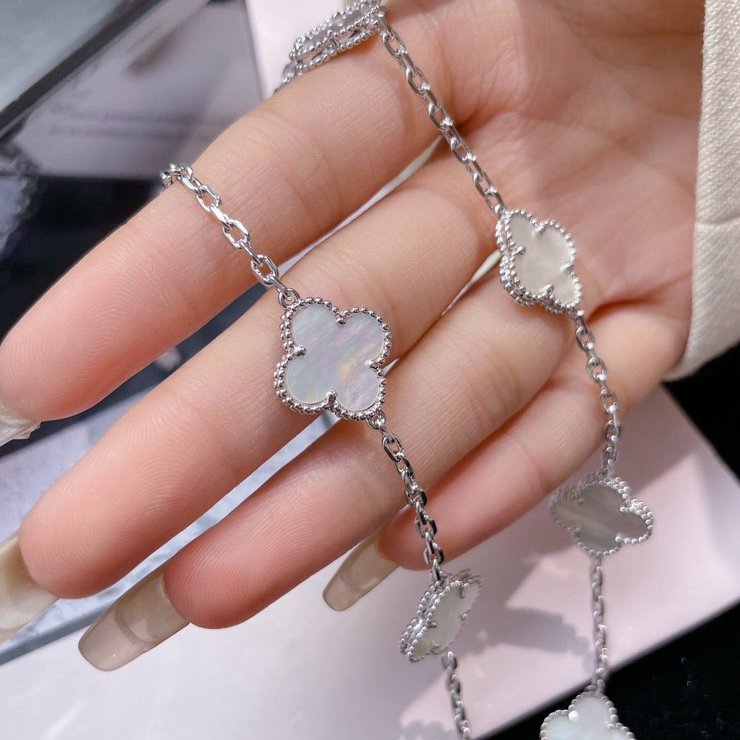 [Lumi Jewelry]CLOVERS THE 10-MOTIFS WHITE MOTHER OF PEARL NECKLACE
