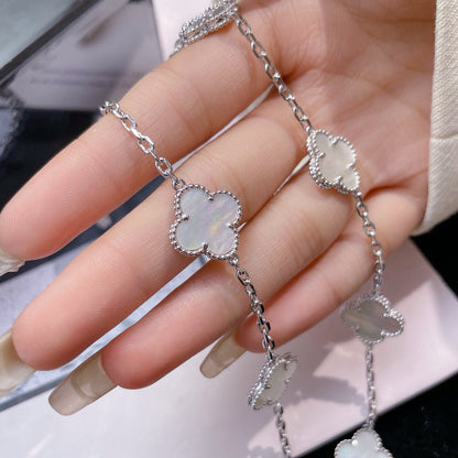 [Lumi Jewelry]CLOVERS THE 10-MOTIFS WHITE MOTHER OF PEARL NECKLACE