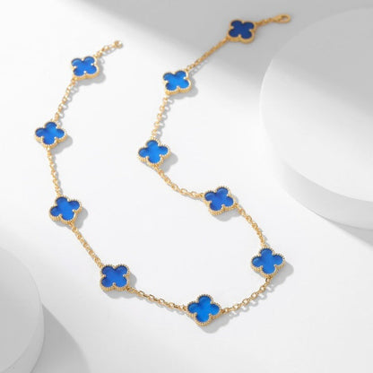 [Lumi Jewelry]CLOVERS THE 10-MOTIFS BLUE AGATE NECKLACE
