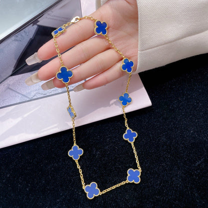 [Lumi Jewelry]CLOVERS THE 10-MOTIFS BLUE AGATE NECKLACE