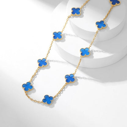 [Lumi Jewelry]CLOVERS THE 10-MOTIFS BLUE AGATE NECKLACE