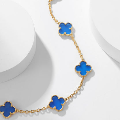 [Lumi Jewelry]CLOVERS THE 10-MOTIFS BLUE AGATE NECKLACE
