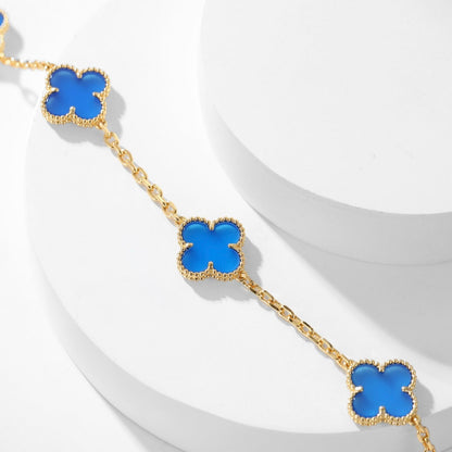 [Lumi Jewelry]CLOVERS THE 10-MOTIFS BLUE AGATE NECKLACE