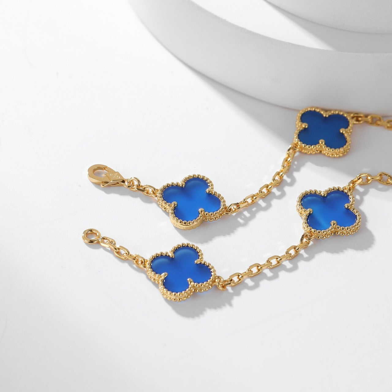 [Lumi Jewelry]CLOVERS THE 10-MOTIFS BLUE AGATE NECKLACE