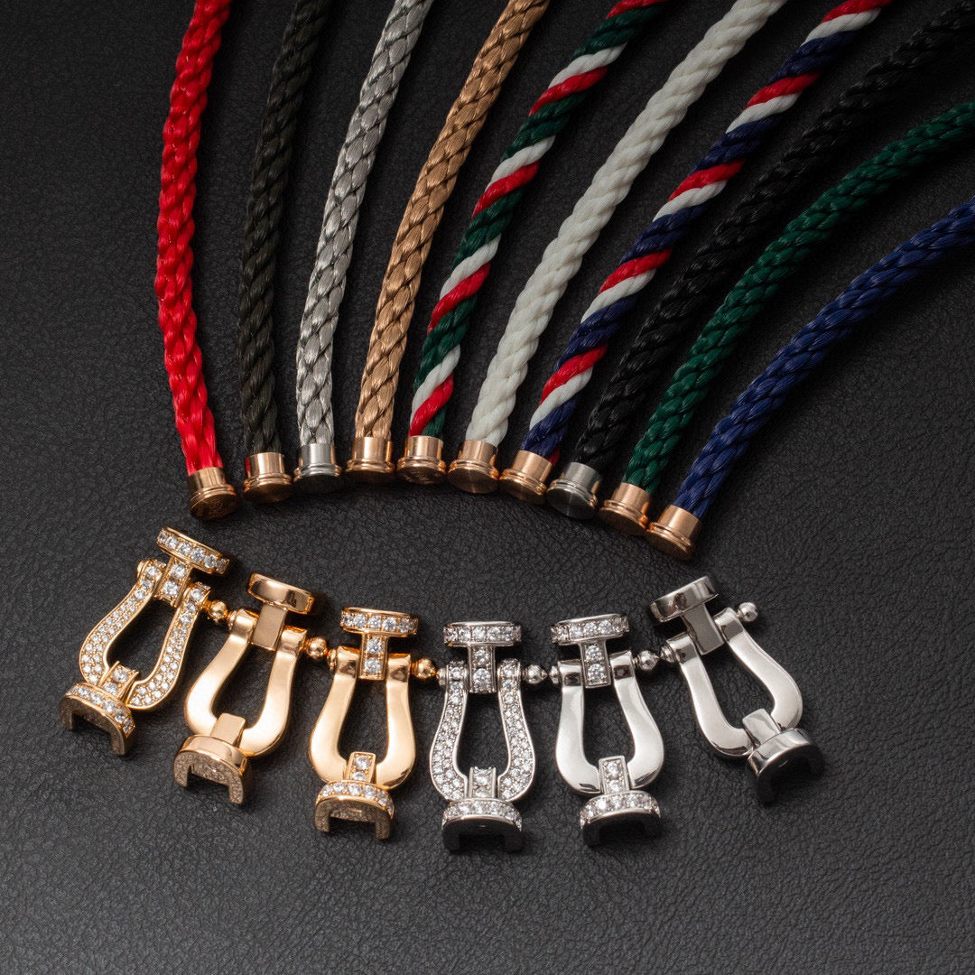 [Lumi Jewelry]FORCE LARGE HORSESHOE HALF DIAMOND BRACELET ROSE GOLD