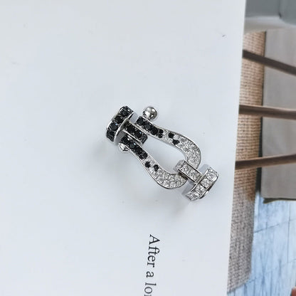 [Lumi Jewelry]FORCE LARGE HORSESHOE BLACK WHITE DIAMOND BRACELET SILVER