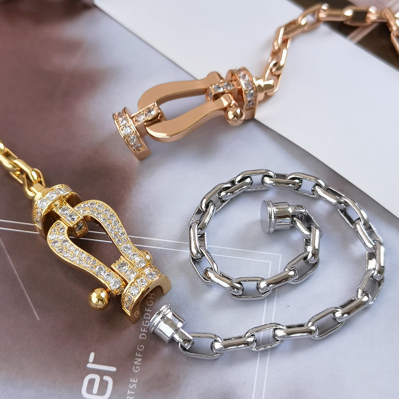 [Lumi Jewelry]FORCE LARGE HORSESHOE CLASP  METAL BRACELET