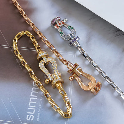 [Lumi Jewelry]FORCE LARGE HORSESHOE CLASP  METAL BRACELET