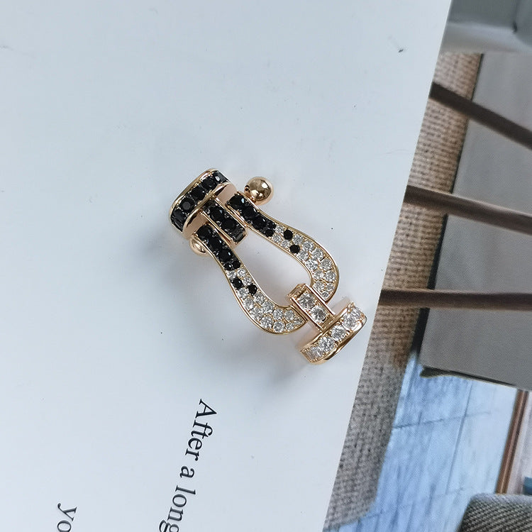 [Lumi Jewelry]FORCE LARGE HORSESHOE BLACK WHITE DIAMOND BRACELET ROSE GOLD
