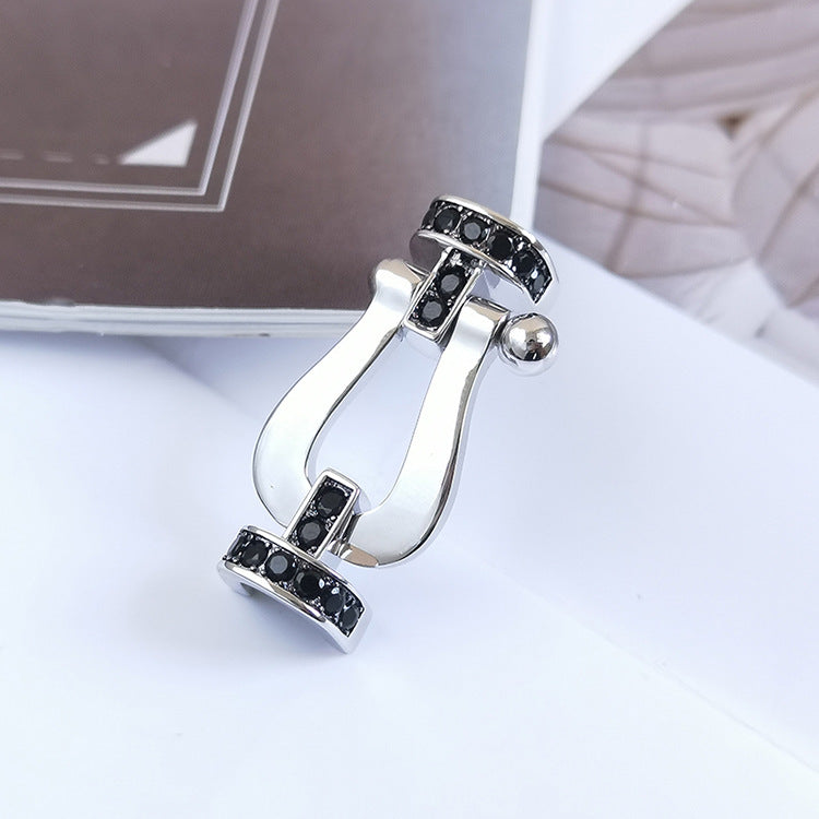 [Lumi Jewelry]FORCE LARGE HORSESHOE BLACK DIAMOND BRACELET SILVER