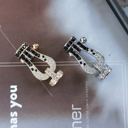 [Lumi Jewelry]FORCE LARGE HORSESHOE BLACK WHITE DIAMOND BRACELET ROSE GOLD
