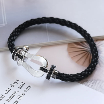 [Lumi Jewelry]FORCE LARGE HORSESHOE BLACK DIAMOND BRACELET SILVER