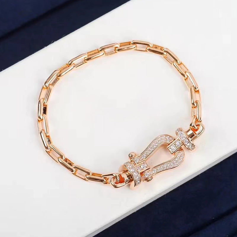 [Lumi Jewelry]FORCE LARGE HORSESHOE CLASP  METAL BRACELET