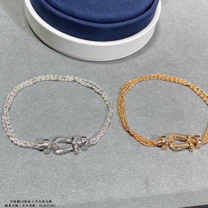 [Lumi Jewelry]FORCE SMALL HORSESHOE  DIAMOND CHAIN ROPE BRACELET
