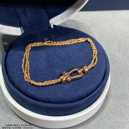 [Lumi Jewelry]FORCE SMALL HORSESHOE  DIAMOND CHAIN ROPE BRACELET