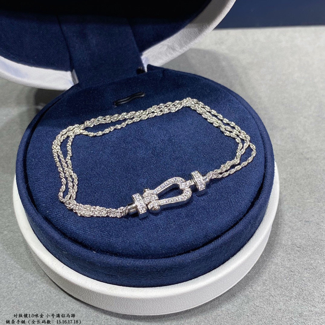 [Lumi Jewelry]FORCE SMALL HORSESHOE  DIAMOND CHAIN ROPE BRACELET