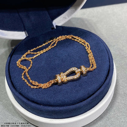 [Lumi Jewelry]FORCE SMALL HORSESHOE  DIAMOND CHAIN ROPE BRACELET