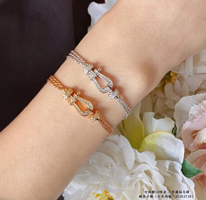 [Lumi Jewelry]FORCE SMALL HORSESHOE  DIAMOND CHAIN ROPE BRACELET