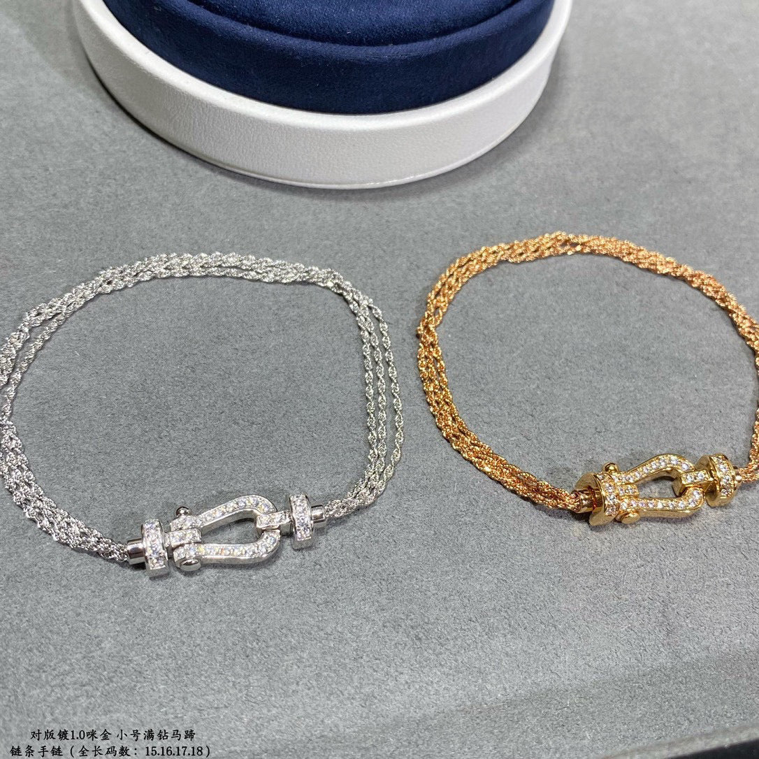 [Lumi Jewelry]FORCE SMALL HORSESHOE  DIAMOND CHAIN ROPE BRACELET
