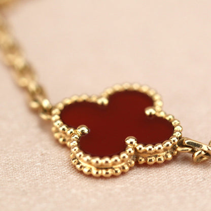 [Lumi Jewelry]CLOVER 5 MOTIFS RED AGATE  BRACELET