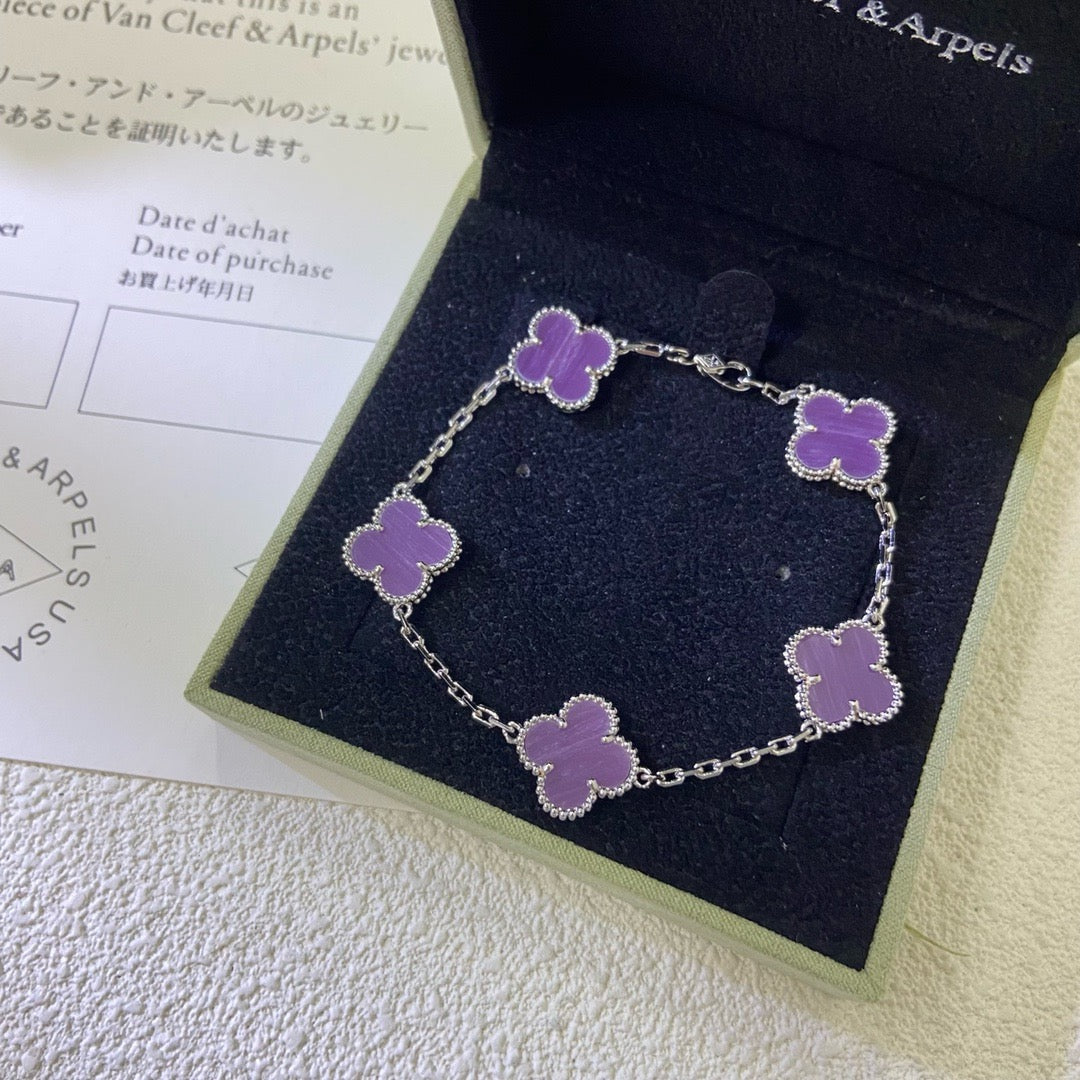 [Lumi Jewelry]CLOVER  5 MOTIFS  PURPLE VIOLET BRACELET