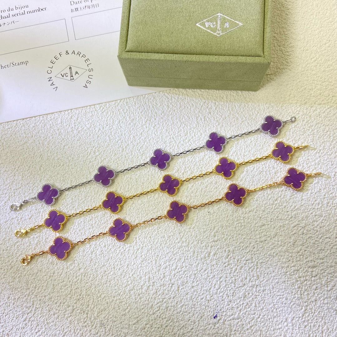 [Lumi Jewelry]CLOVER  5 MOTIFS  PURPLE VIOLET BRACELET