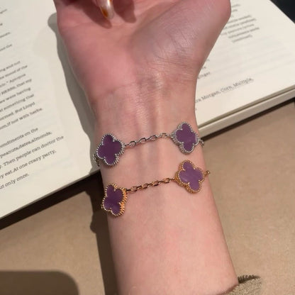 [Lumi Jewelry]CLOVER  5 MOTIFS  PURPLE VIOLET BRACELET