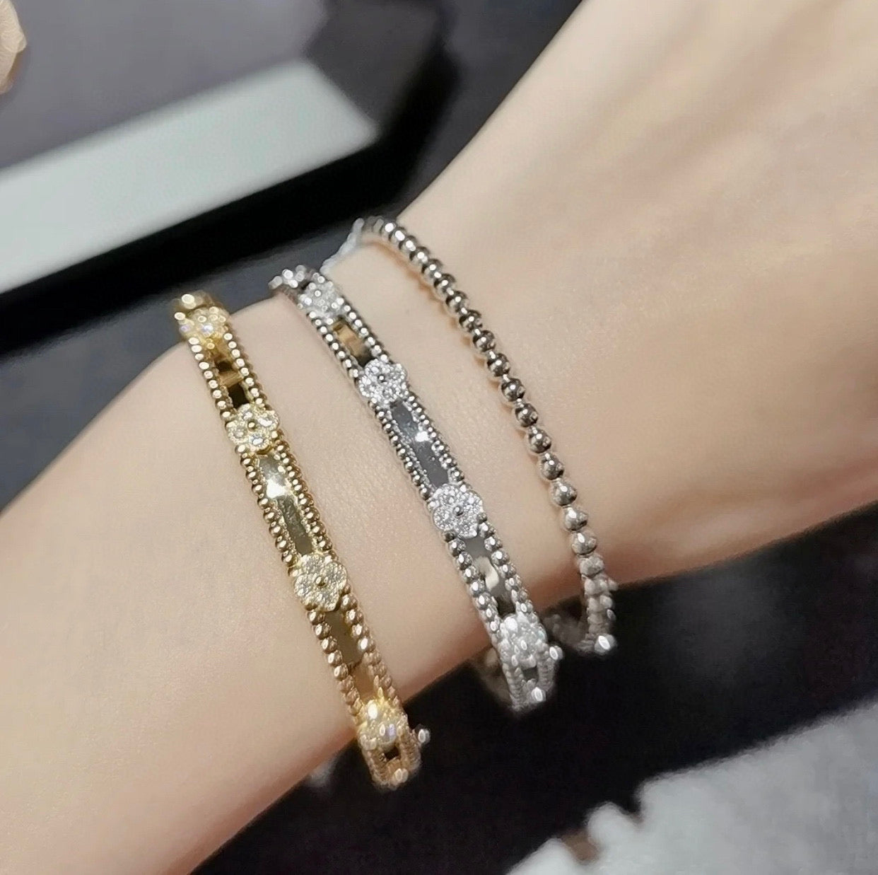 [Lumi Jewelry]CLOVER BRACELET 4MM DIAMONDS