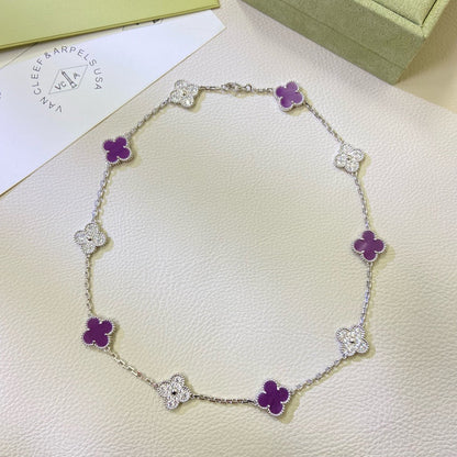 [Lumi Jewelry]CLOVER 10 MOTIFS  PURPLE VIOLET DIAMOND NECKLACE