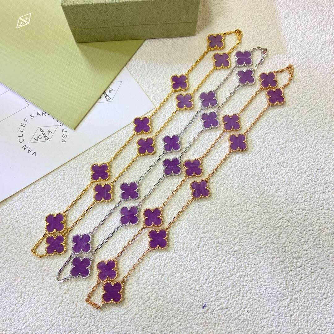 [Lumi Jewelry]CLOVER 10 MOTIFS  PURPLE VIOLET  NECKLACE