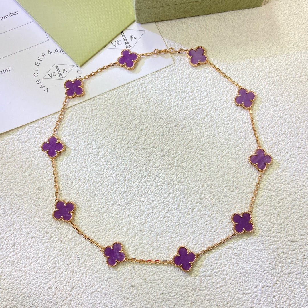 [Lumi Jewelry]CLOVER 10 MOTIFS  PURPLE VIOLET  NECKLACE