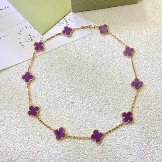 [Lumi Jewelry]CLOVER 10 MOTIFS  PURPLE VIOLET  NECKLACE