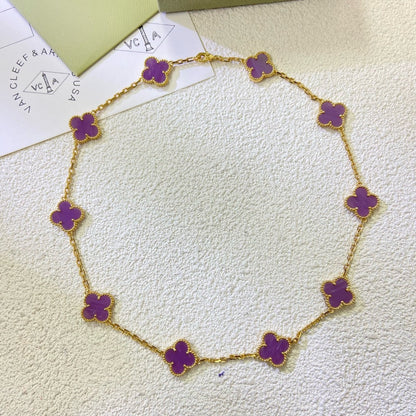 [Lumi Jewelry]CLOVER 10 MOTIFS  PURPLE VIOLET  NECKLACE