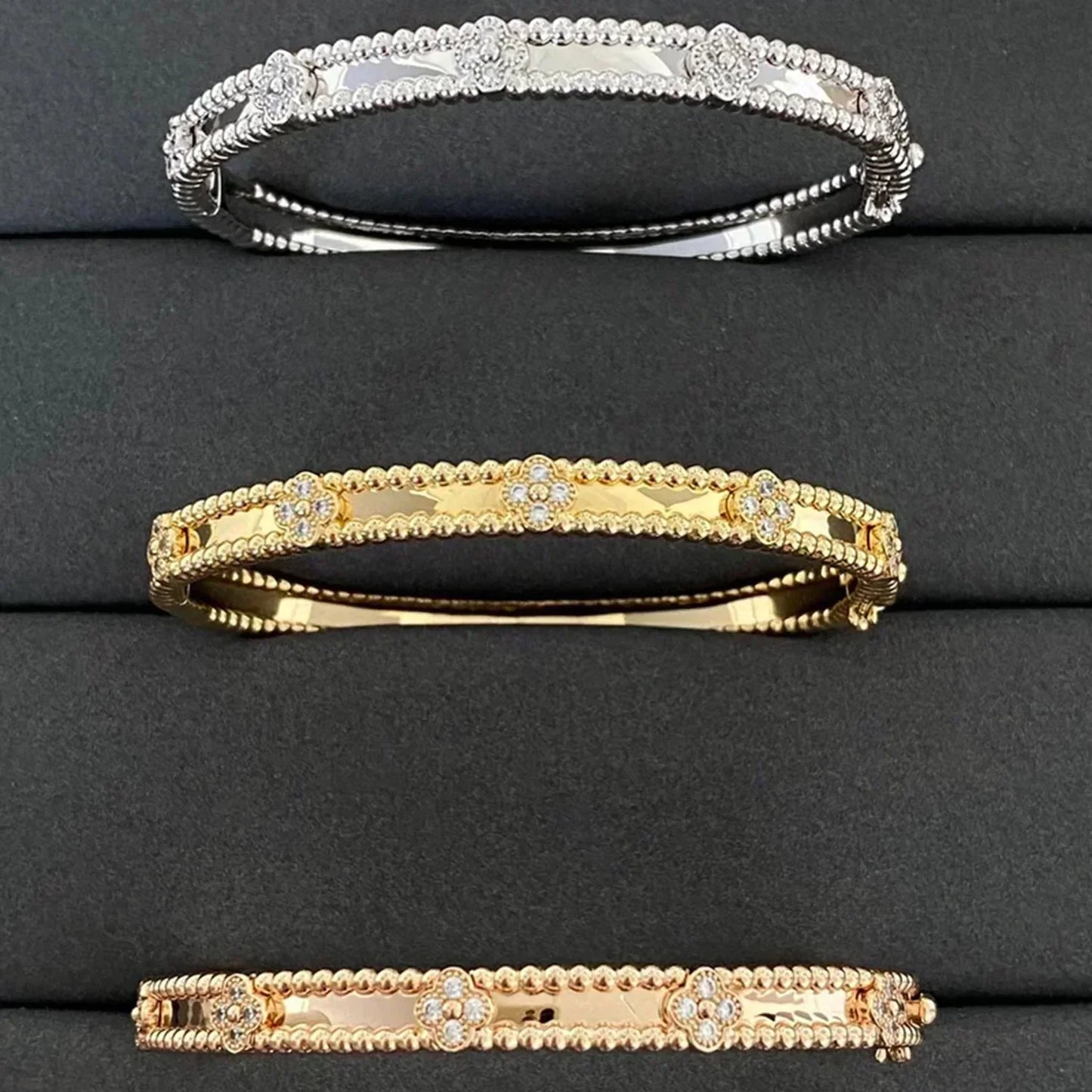 [Lumi Jewelry]CLOVER BRACELET 4MM DIAMONDS