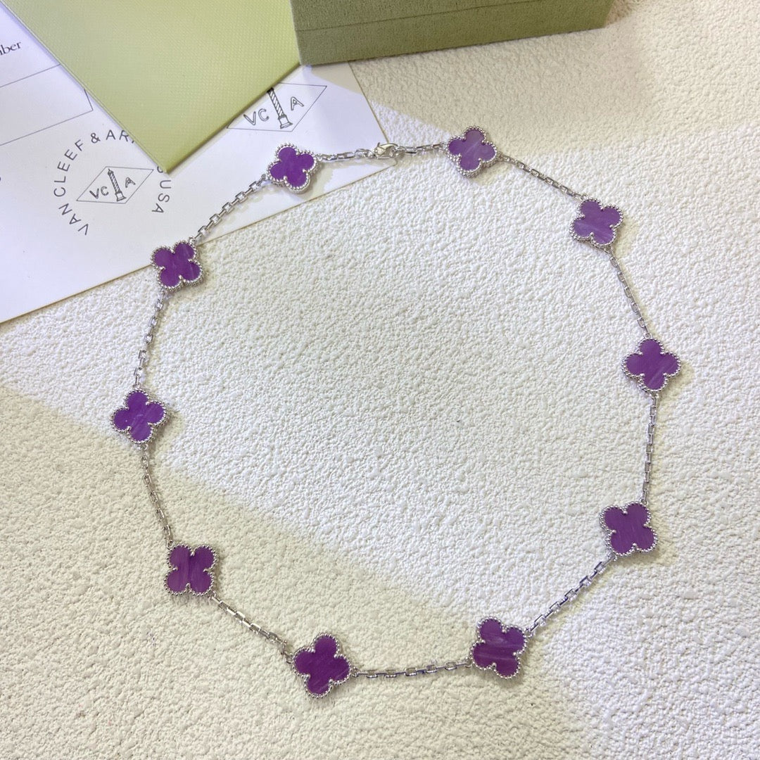 [Lumi Jewelry]CLOVER 10 MOTIFS  PURPLE VIOLET  NECKLACE